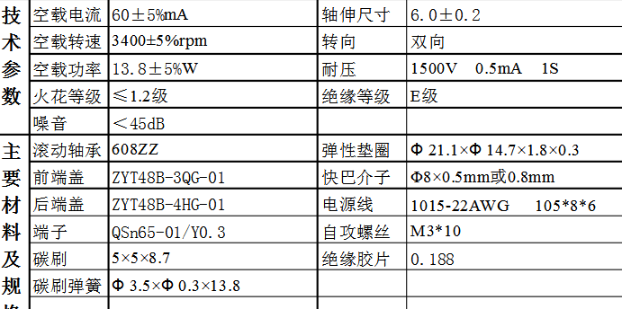 永磁高压电机规格参数